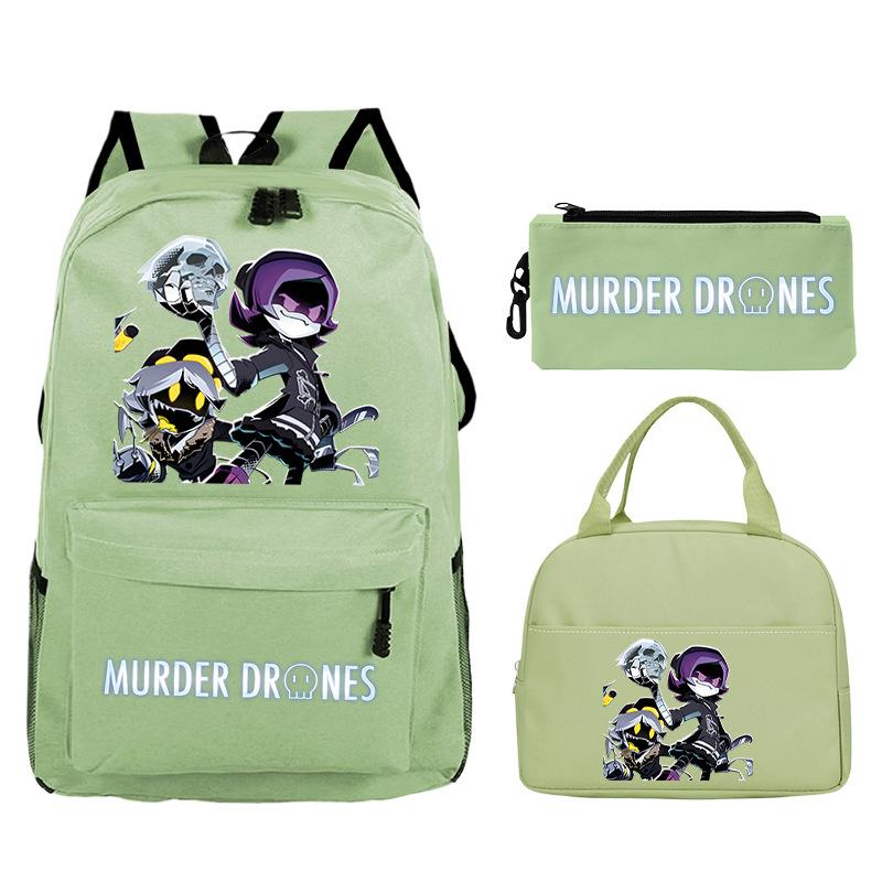 Murder Drones Printed Children's Backpack Pencil Bag Meal Bag Set Large Capacity Student School Bag