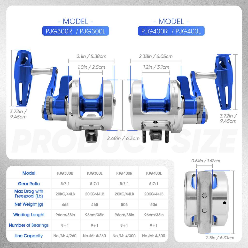 ASHCONFISH Jigging Metal CNC Suitable for Various Fishing Maximum Drag Force Various Model Number Double-Axis Reel, Finish, Scenes, Wear-Resistant,