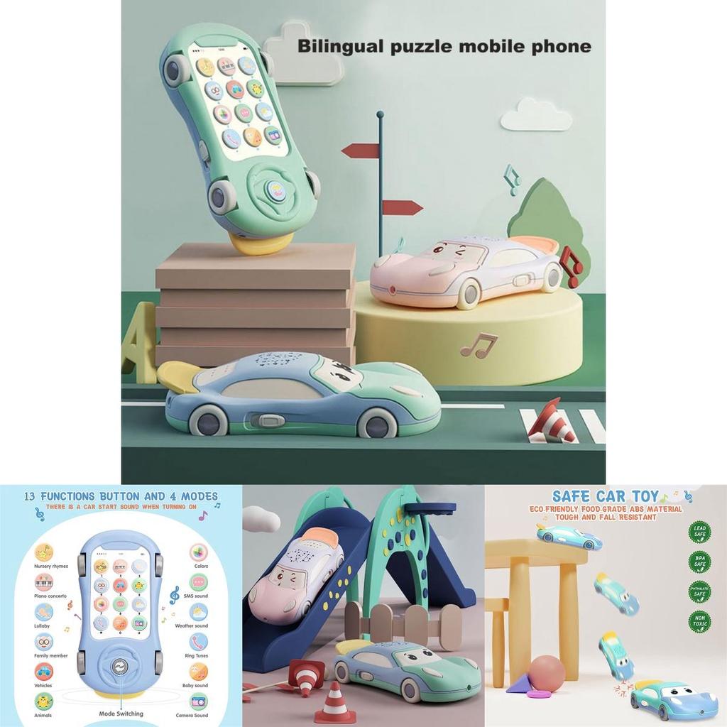 Colorful Baby Puzzle Phone Toy For Early Education Learning Multifunction Car Cartoon Design