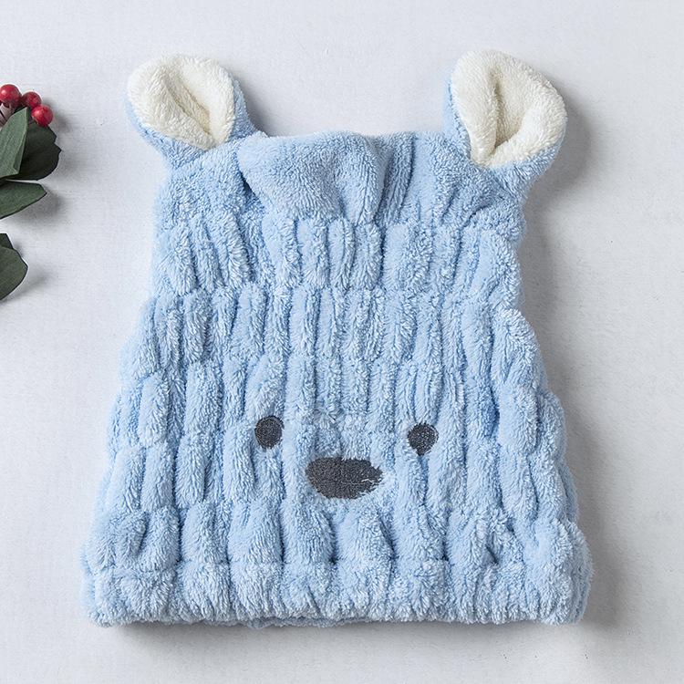 Coral Velvet Cartoon Shower Cap Soft Absorbent Hair Dry Cap Children's Hair Dry Cap