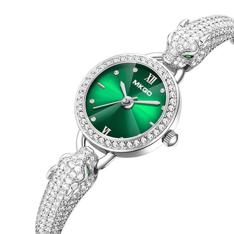 UTHAI L30 Nowy Damski Zegarek Kwarcowy Modny Wzór Głowa Leoparda Wodoodporny Bransoletka Lekki Luksus Inkrustowany Błyszcząca Biżuteria Pełen Diamentów