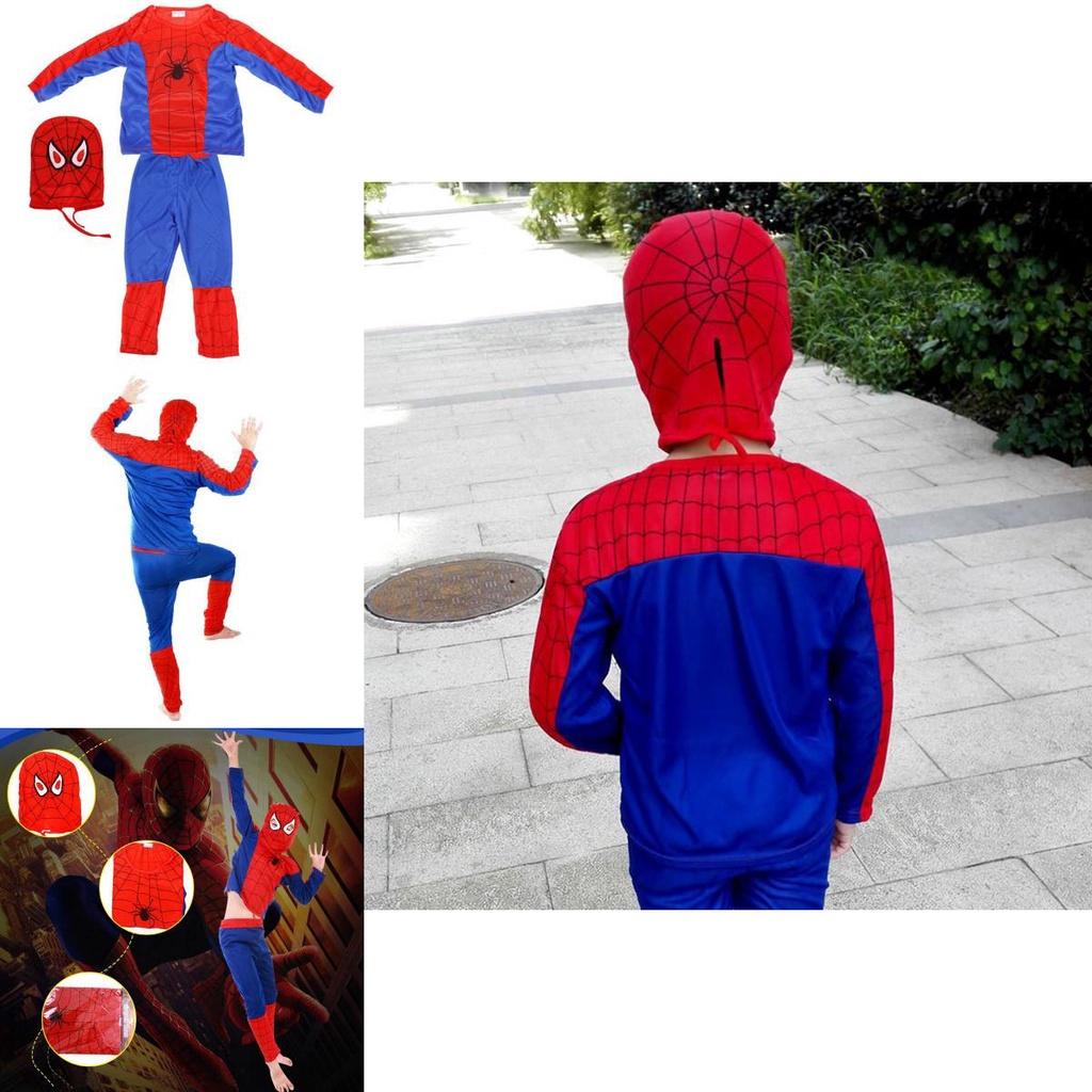 Fantástico Conjunto de Fantasia Infantil Estampado do Homem-Aranha Para Halloween e Festas