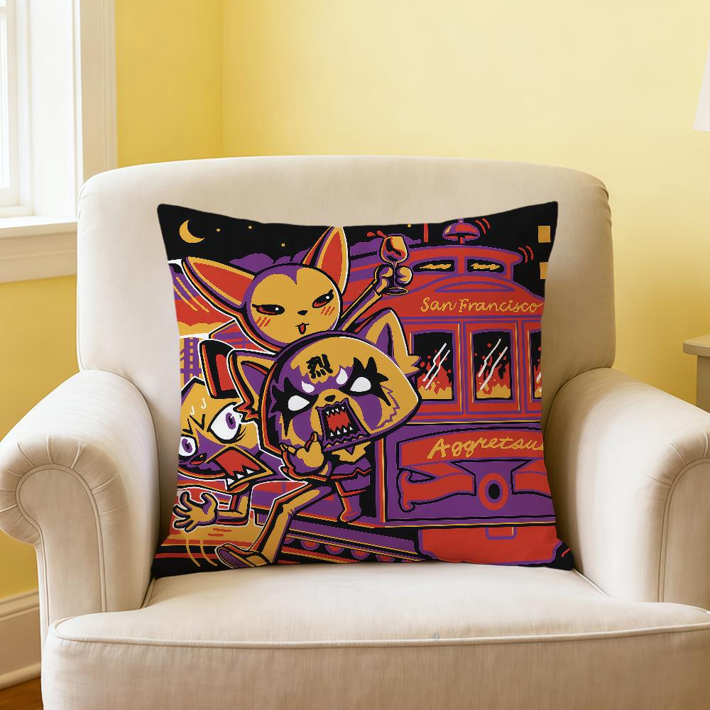 kawaii cartoon AAggretsuko SRO cushion cover soft Comfortable Pillow Case for Sofa Living Room Home Decor Protective Covers