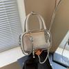 New textured silver small square bag niche versatile large capacity simple shoulder messenger bag bag women