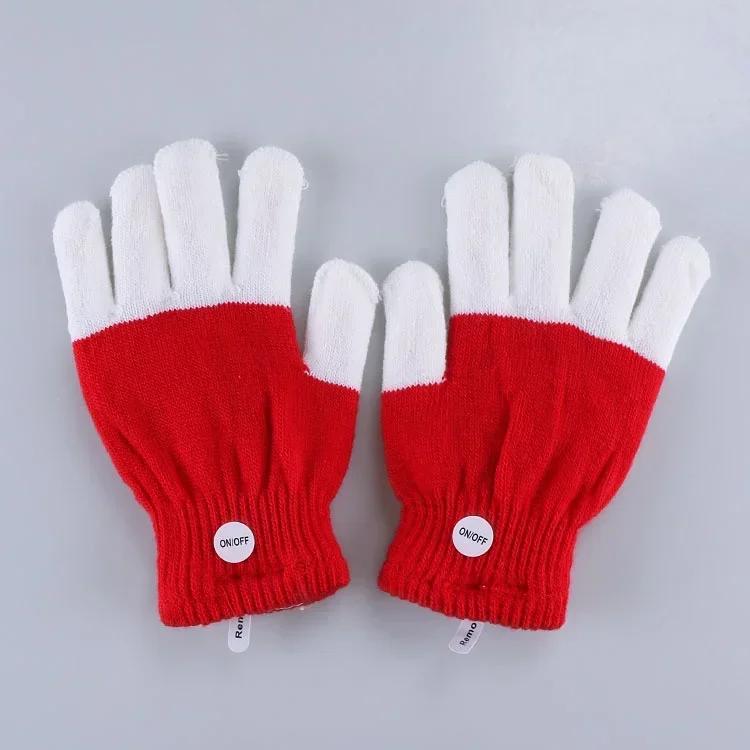 New 1 Pair LED Flashing Magic Gloves Colorful Finger Glowing Glove for Winter Festival
