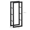 Metal Firewood Log Holder Tall Firewood Rack Indoor Outdoor Fireplace Wood Storage Shelf with Side Rails, Rust-Resistant, Black, 40W x 25D x 100H cm
