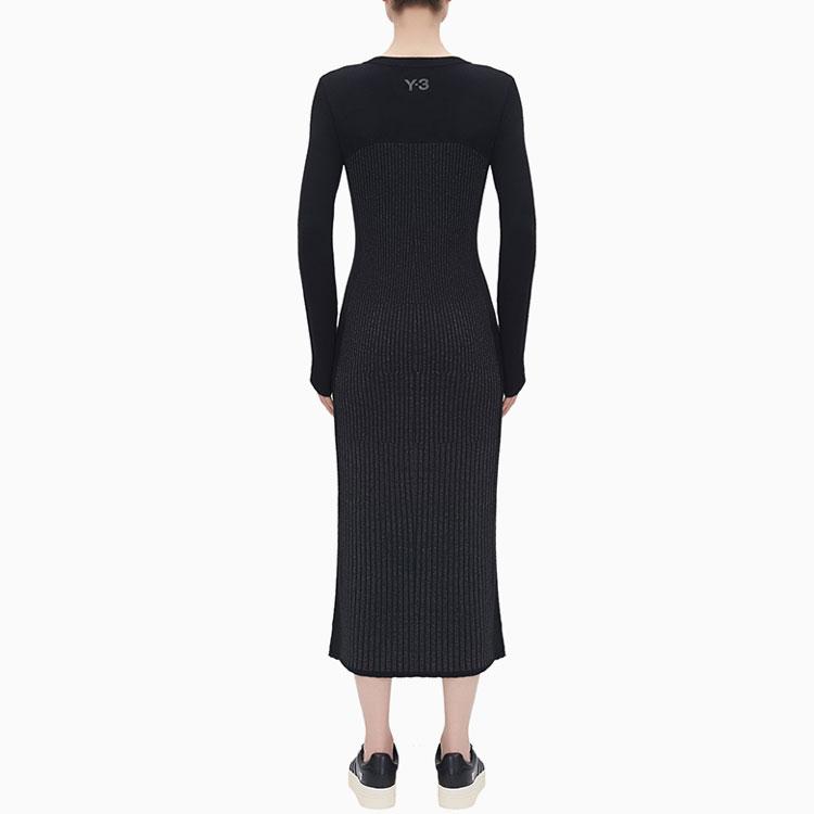 Y-3 Casual Slim Fit Pleated Long Sleeve Dress Women Dresses Black GK4385