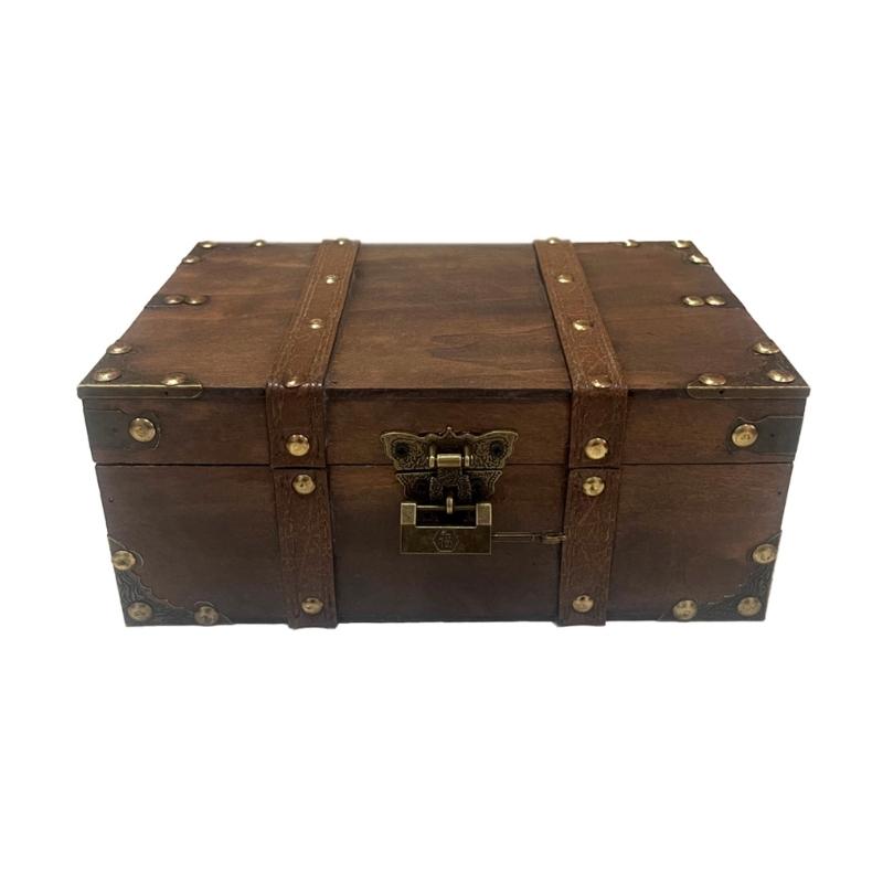 Wooden Decorative Box for Jewelry Storage and Display Cabinet Keepsakes Chest with Lock Mechanism Trinket Organiser