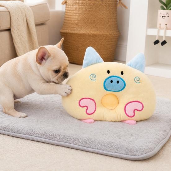 Cartoon Pet Sleeping Pillow, Soft Neck Support Cushion for Small Dogs Cats, Crinkle Sound Toy for Anxiety Relief