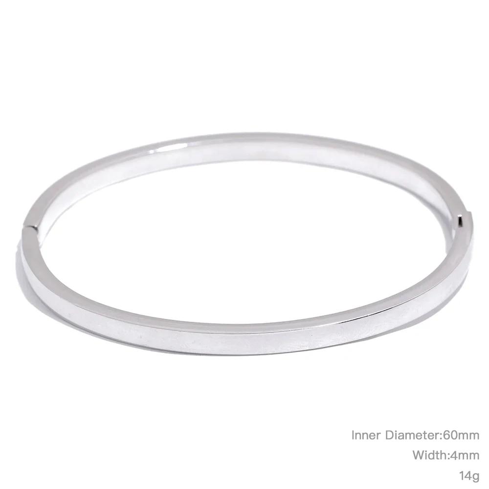 

Yhpup 60mm Waterproof 316L Stainless Steel Round Smooth Bracelet Bangle Women Minimalist Gold Color Texture Charm Jewelry