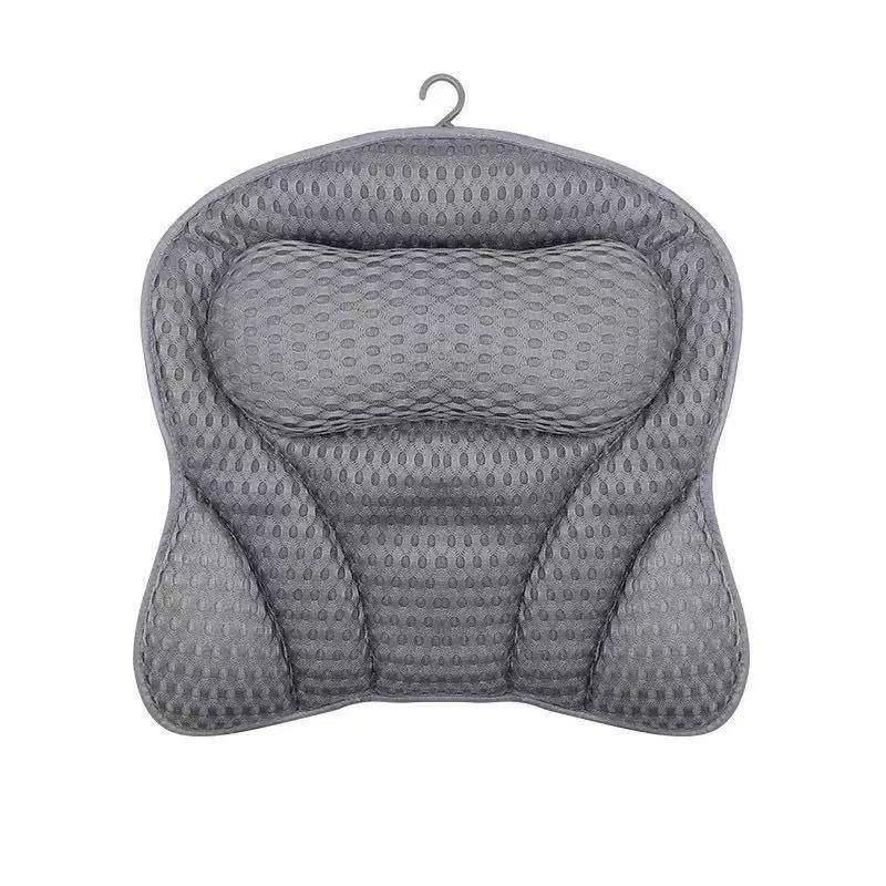 1pc Luxury Bath Pillow with 3D Air Mesh & Secure Suction | Neck/Back Support, Machine Washable, Home/Spa Use
