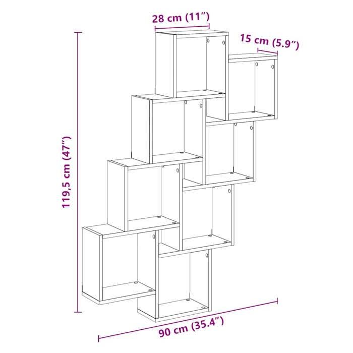 VidaXL Étagère murale en forme de cube vieux bois 90x15x119,5 cm, stockage en forme de cube, organisateur en forme de cube, 856596