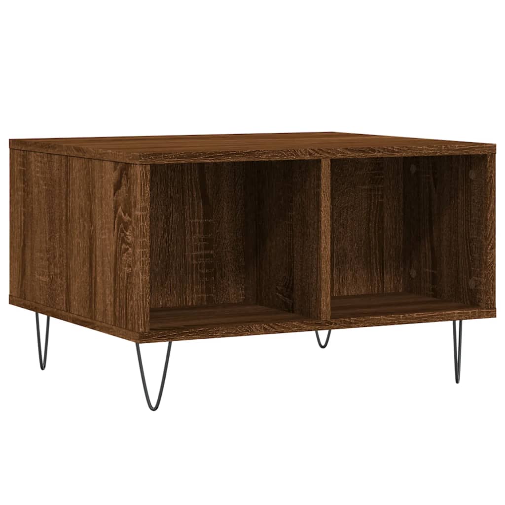 Coffee Table Brown Oak Effect 60 X 50 X 36.5 Cm Engineered Wood
