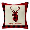 Christmas Plaid Linen Pillowcase Festive Home Decoration Gift Sofa Pillow Cushion Cover
