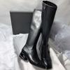 Square Head Hollow Thick Heel Elegant Versatile Side Zipper High Heel Niche Foreign Temperament But Knee Women's Boots