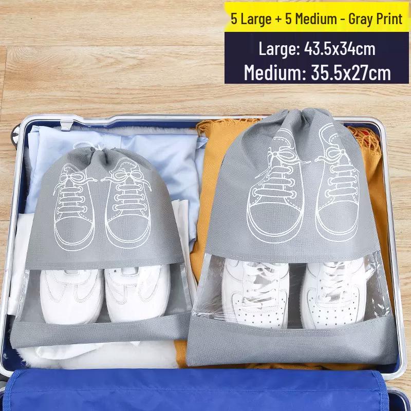 Průhledný prachotěsný úložný a cestovní obal na bílé boty