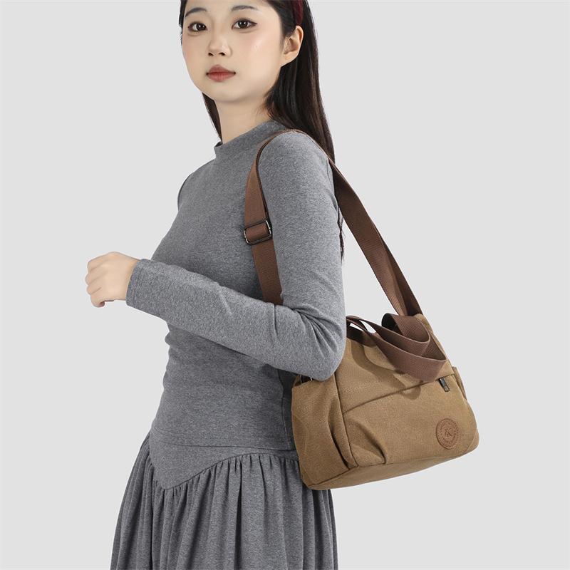 Multi-Compartment Canvas Bag Women's Bag Shoulder Bag Crossbody Bag Mother Bag