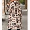 Cappotto da donna autunno e inverno Cappotto lungo in peluche con stampa stile etnico monopetto