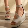Women Sandals Fashion Hollow Back Zipper Peep Toe Wedge Heels Large Size Summer Casual Non Slip Elegant Platform Sandalias