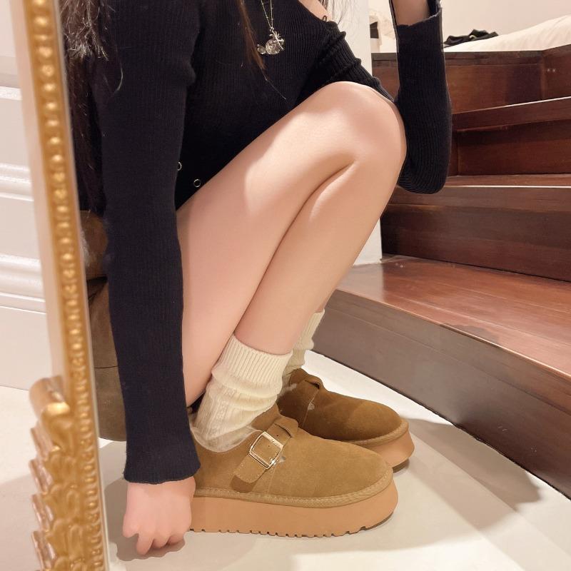 Damen neue Winter Samt Thermo Baumwollschuhe mit dicker Sohle lässige Schneestiefel ein Pedal Doudou Schuhe