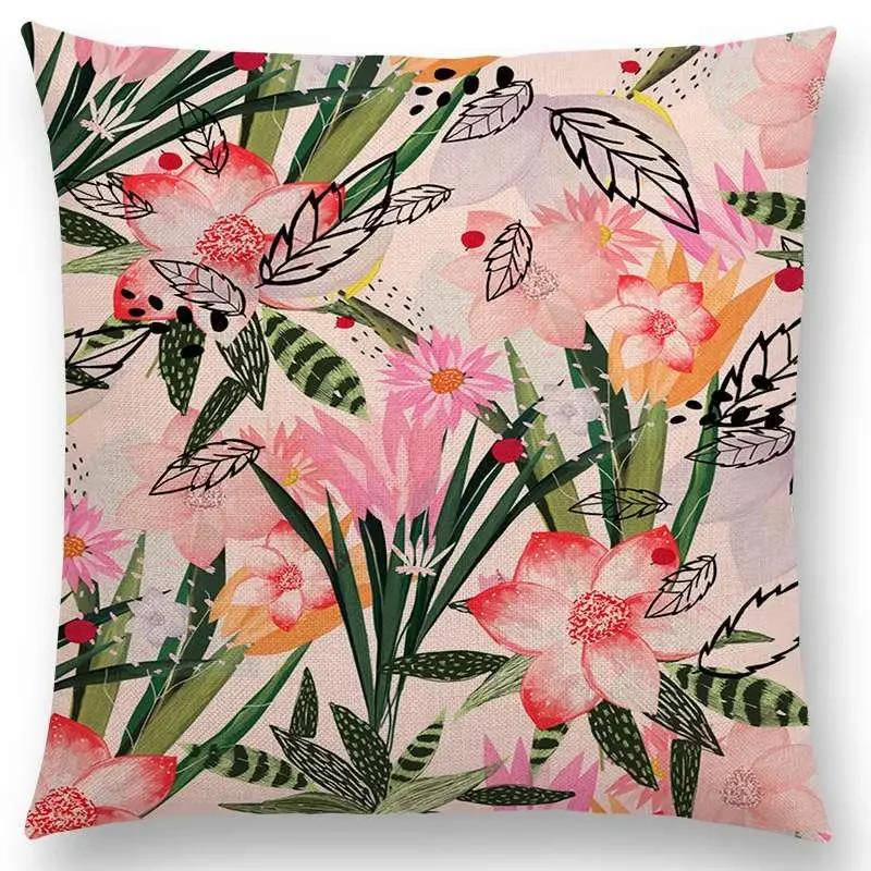 Norrsken Häst Blommor Blad Soffa Kasta Kudde Fodral Träd Blommig Trädgård Magisk Dröm Fantasi Natt Räv Rådjur Enhörning Kuddfodral