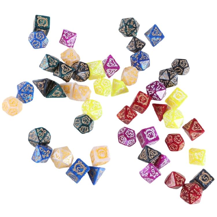 7 szt. Kości wielościenne Wzór Smoka Kości do gry planszowej Wielostronne Kości akrylowe do gry fabularnej Łatwe do odczytania