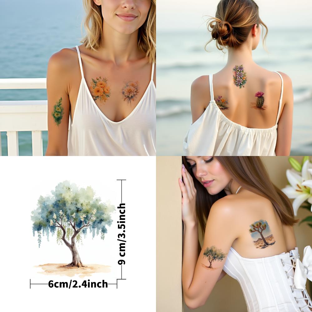 9pcs Temporary Tattoo Temporary Tattoo Stickers Floral Tattoo Watercolor Flowers Spring Blooms For Children Girls Cheeks