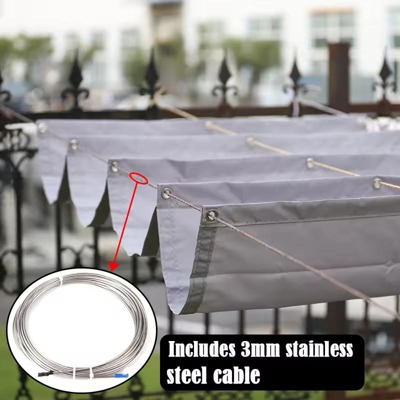 Outdoor Waterproof Perforated Wave Sunshade Sail Patio Pergola Sun Shading Awning Retractable Shading Cover With Accessories