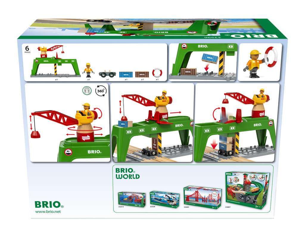 BRIO Containerkran für Kinder ab 3 Jahren und Holzspielzeug-Gleislandschaft Geschenk 33996, aufwärts. [Spielzeug, Zug, Set, Teile, (Geburtstag/Weihnachten)]