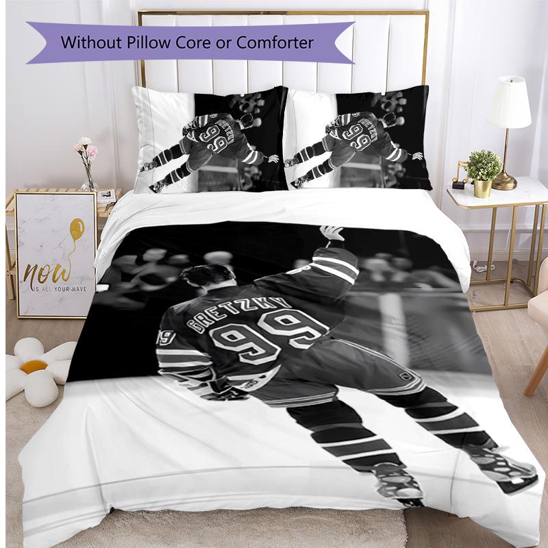 Wayne Gretzky Bedrucktes 3-teiliges Bettwäscheset Weiche Atmungsaktive Bettbezug Kissenbezüge Set Waschbar Schlafzimmer Dekoration Heimgeschenk