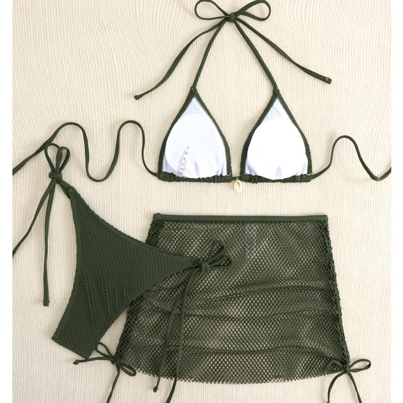 New Sexy Net Bikinis Female Swimsuits Women Three-Piece Swimwear Beach Swim Wear Bathing Suits Brazilian Bikini Set Pool Bather
