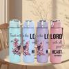 1PC Trust In The Lord Butterfly Art 750ml Color Plastic Sports Water Bottle Leakproof Flip Straw Lid Suitable for Sports Office Home Use