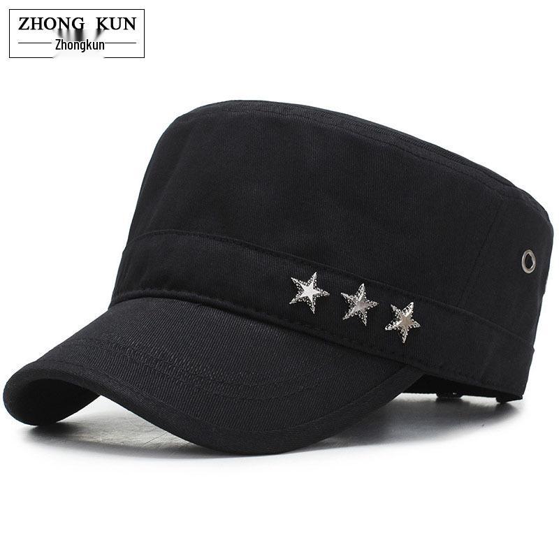 Pánská vojenská zelená kšiltovka s plochým vrškem a sluneční clonou se železným štítkem