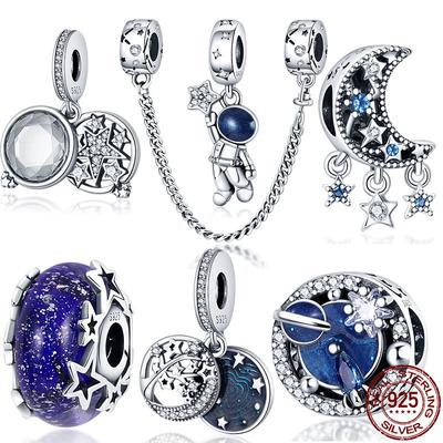 Fits Original  Bracelet Necklace Silver Color Starry Sky Series Charms Beads Woman DIY Fashion Jewelry Pendants