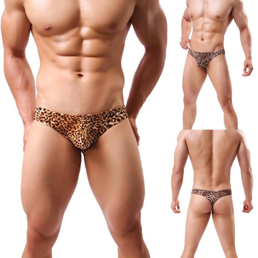 1PC Men Sexy Leopard Briefs Breathable Elastic Moisture Wicking Underpants