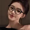 European & American Retro Cat-Eye Slimming No-Makeup Myopia Glasses: Ultralight, High-End Black Frame for Round Faces.
