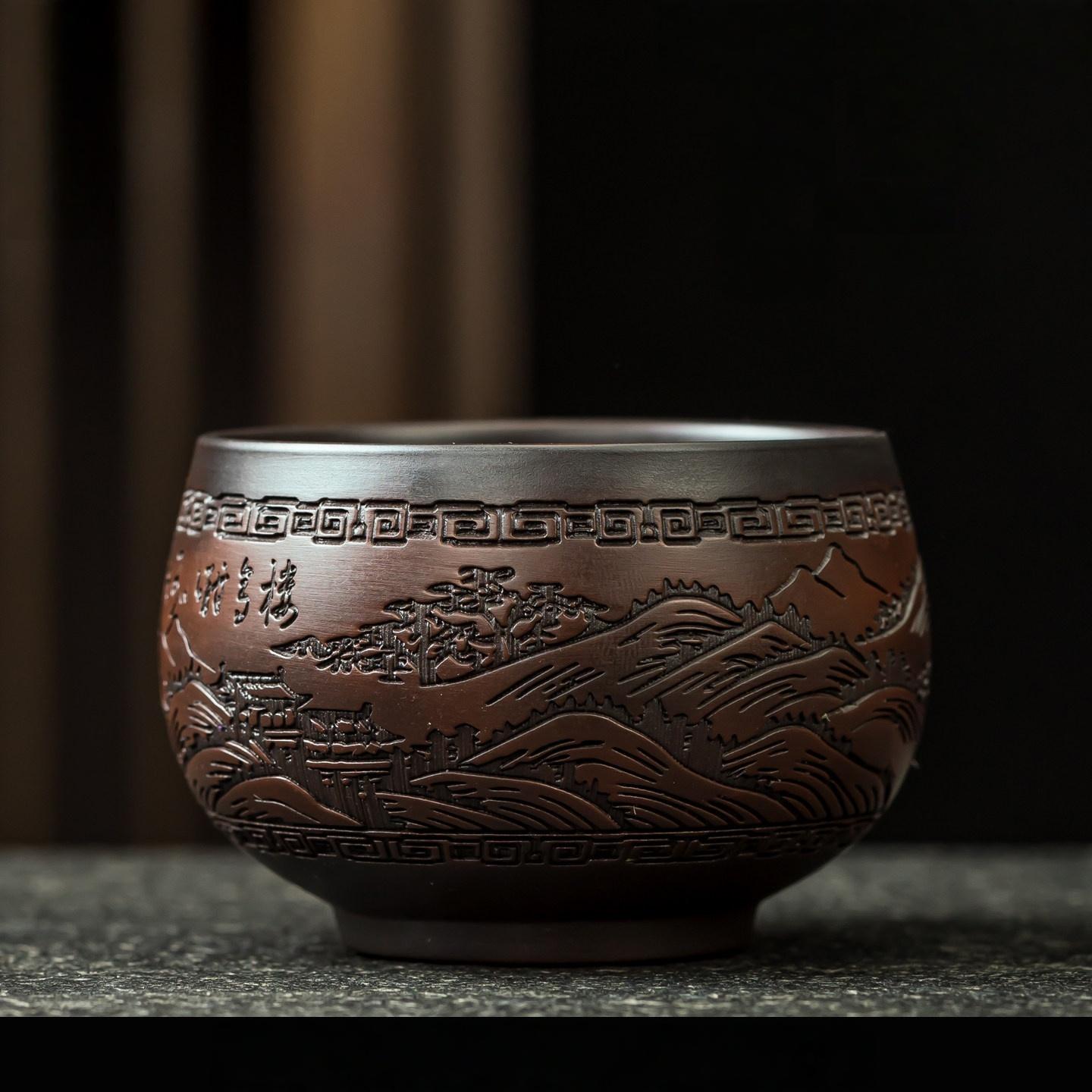 

Handmade Carving Purple pottery Jianshui Master Cup Household Tea Cup Handmade Tea Bowl Smelling Cup Teaset 200ml
