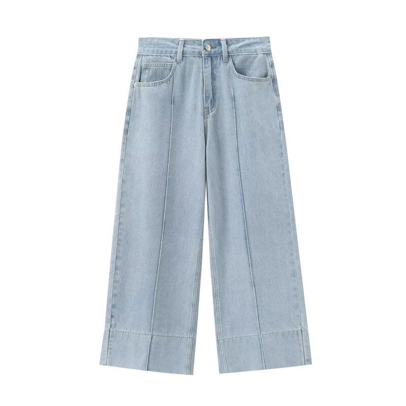 

Fashion Style Summer New Women s Clothing Slim Looking Easiest for Match Cotton Micro-Pull Straight-Leg Denim Pants 5862093 Light blue L