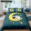 Cartoon Astronaut King Queen Duvet Cover Kawaii Spacecraft Bedding Set for Kids Outer Space Blue 2/3 Pcs Polyester Quilt Cover