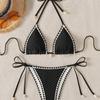 Europäische und amerikanische Bademode Sexy Split Bikini Gestrickter Dreipunkt-Strandbadeanzug