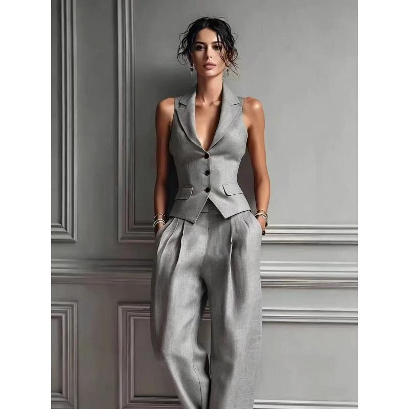 Γυναικείο Σετ Ρούχων Σέξι V-Neck Κουμπωτό Μπλουζάκι Μόδα Casual