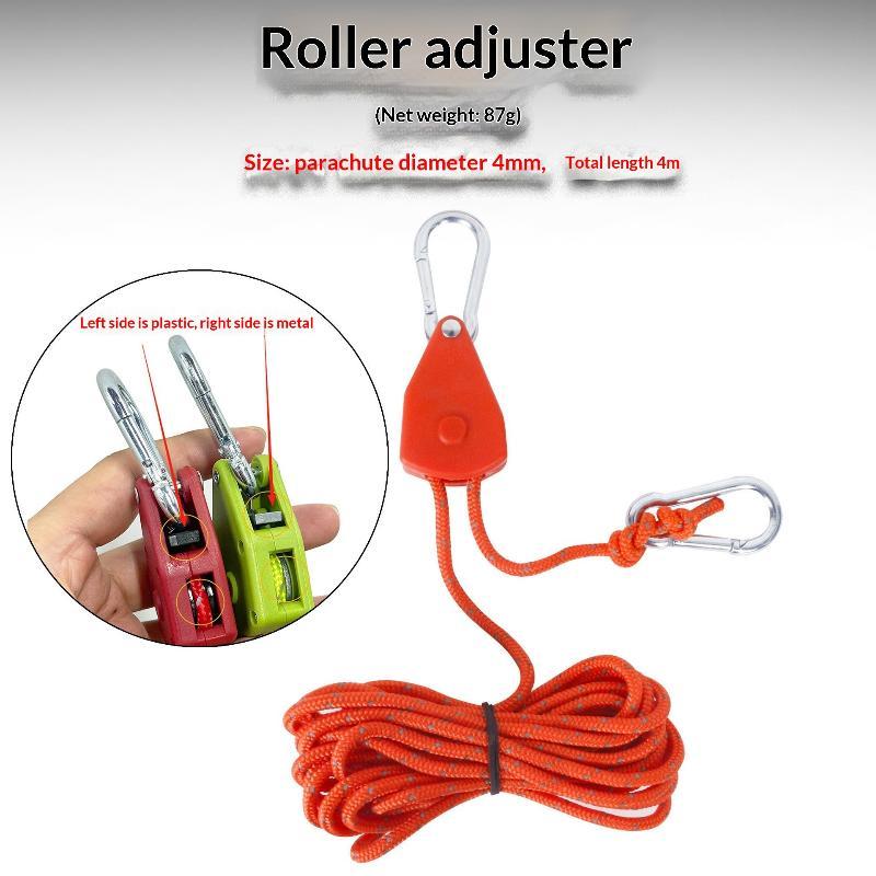 4/6M Adjustable Camping Tent Awning Wind Rope With Fastener Buckle Pulley Tensioner Ratchet Hangers For Lights