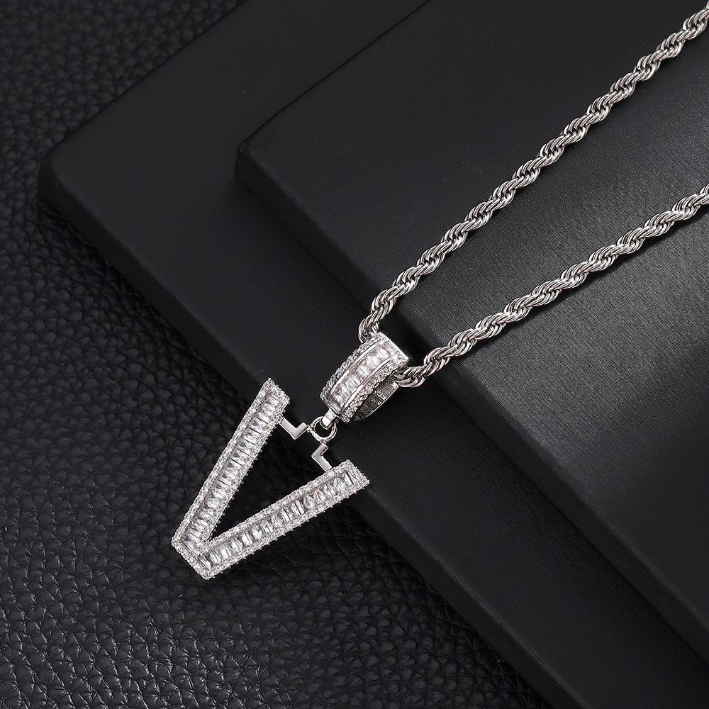Hip Hop Letter Pendant Zircon Necklace Popular Instagram Personalized Accessory Niche Design Men's and Women's Pendant Necklace