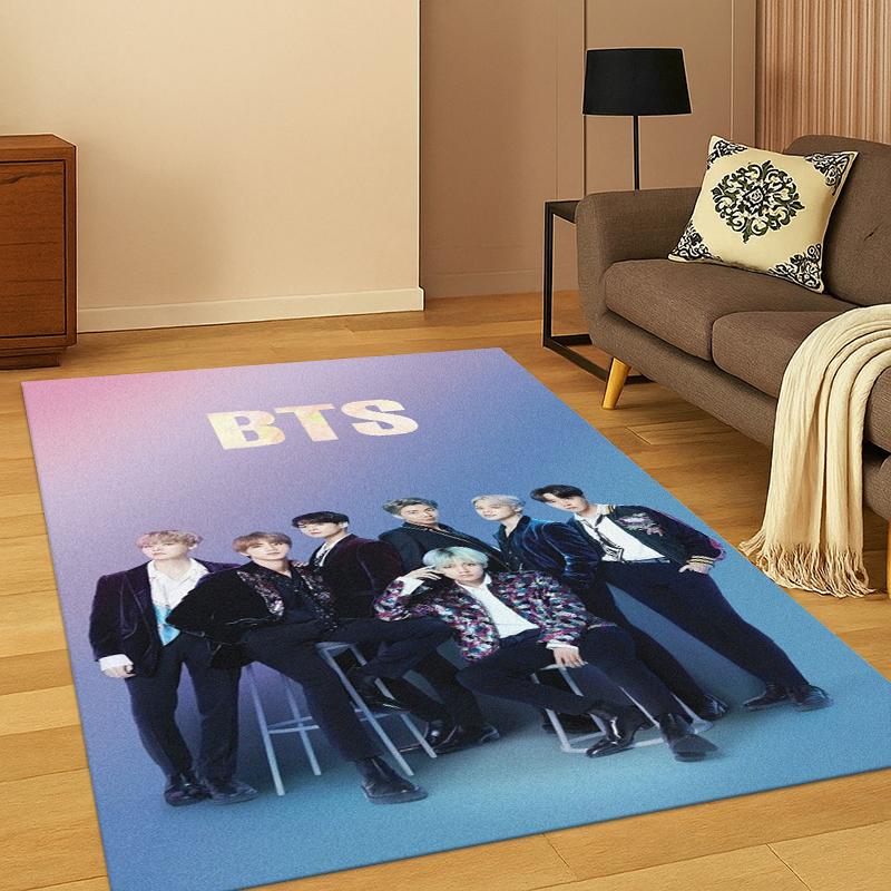 Fashion B-BTS Kpop Soft Area Rug for Bedroom Living Room Sofa,Non-Slip Carpet for Kids,Cozy Floor Mat Doormat Home Décor