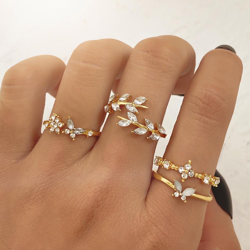Mushan Women's Multi-Joint 22-Piece Heart & Butterfly Ring Set