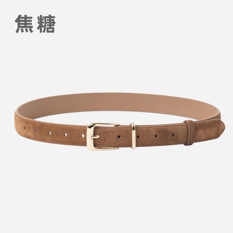Suede Cowhide Women'S Belt Casual Pants Jeans Skirt Decorative Pin Buckle Women'S Premium Belt Special For