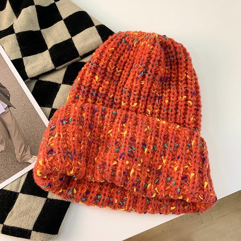 Trendy Mixed Color Slouchy Beanie Classic Coldproof Warm Skull Cap Thick Knit Hats Beanies For Women Autumn & Winter