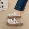 Fashion CRLAYDK Mules for Women Summer Breathable Slip On Shoes Knit Walking Platform House Slippers Ladies Closed Toe Casual Slides