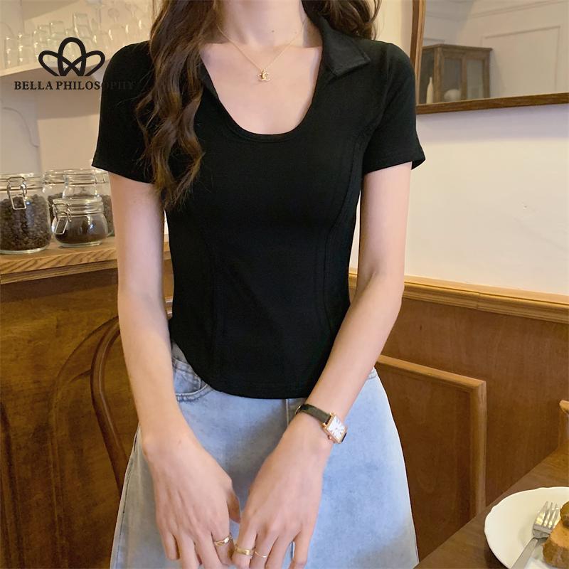 

Sweet Spice Girl с короткими плечами, обтягивающая футболка с короткими рукавами, женская летняя короткая футболка с рыбьей косточкой и внутренней частью XL чёрный