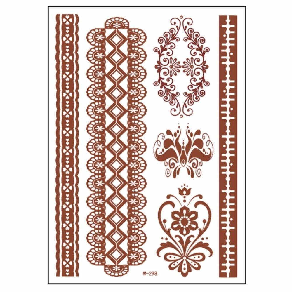 

Lace Fake Tattoo Henna Tattoo Stickers Legs Arm Red Henna Tattoo Decals Temporary Tattoo Girls W298 S
